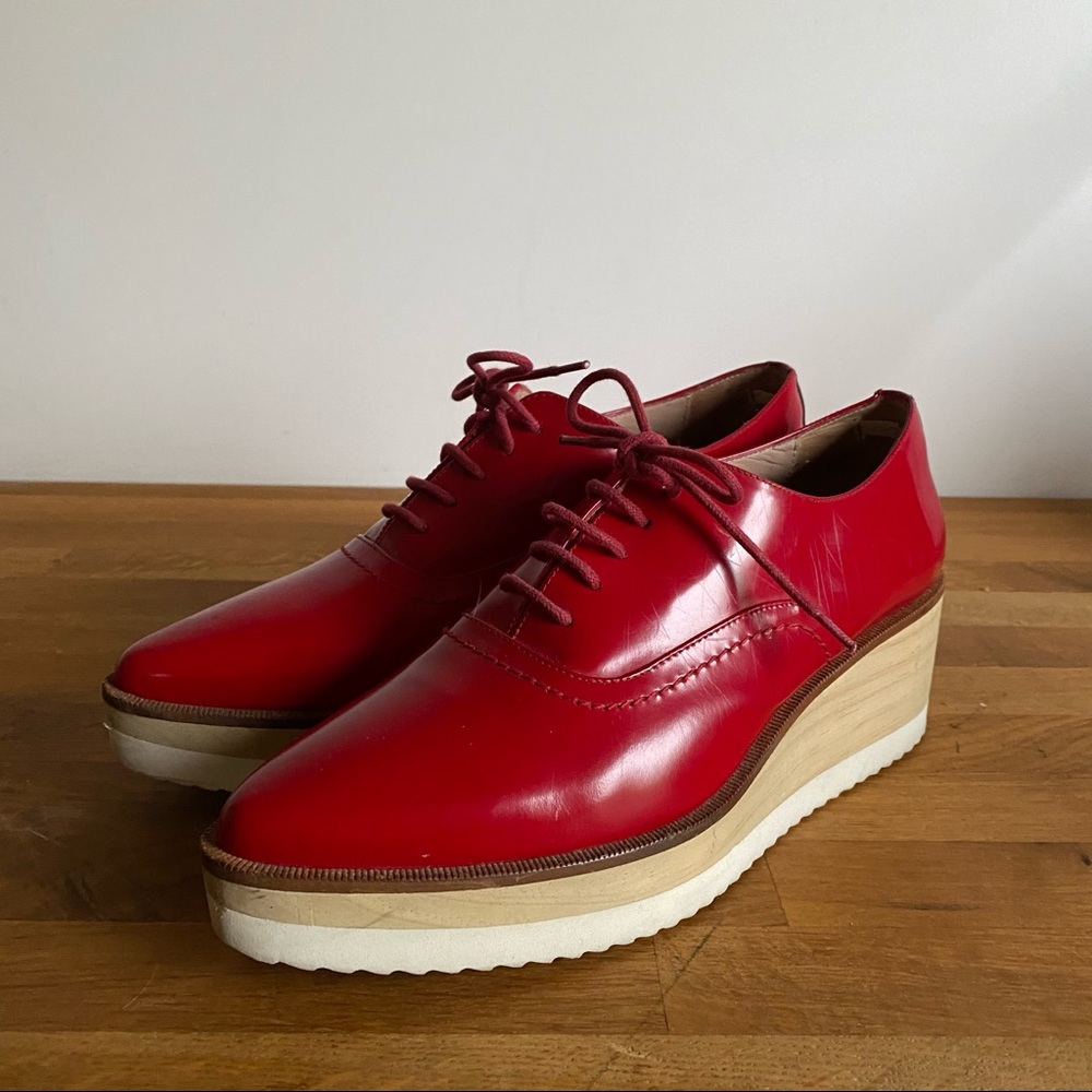 Uterque Spanish Red Platform Creeper Loafers Sz 39